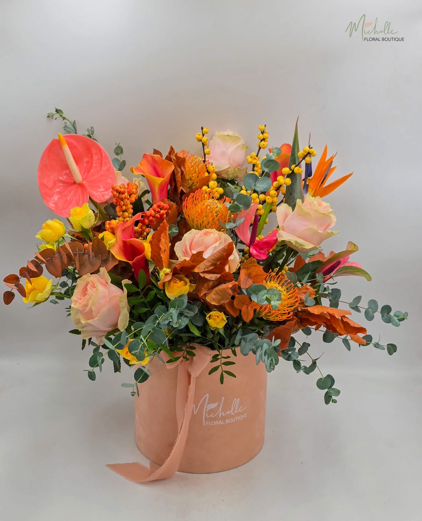 Aranjament elegant in cutie de catifea