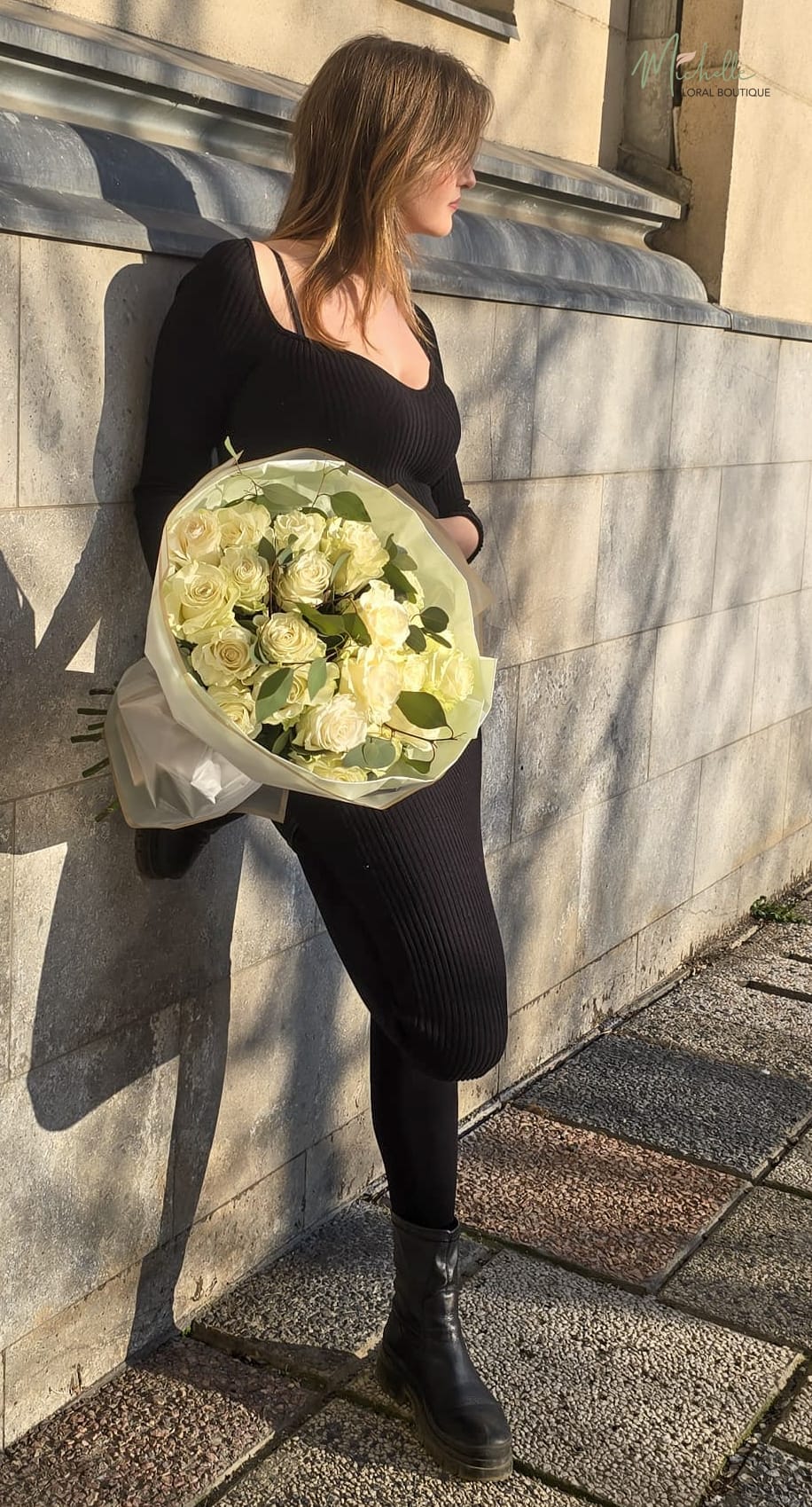 Buchet trandafiri albi